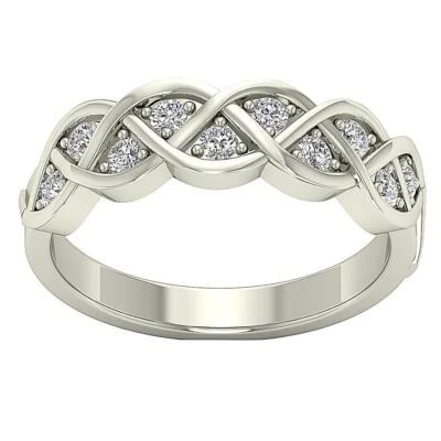 VVS F 0.50 Ct Lab Grown Genuine Diamond Anniversary Wedding Ring 14K White Gold - Image 1 of 4