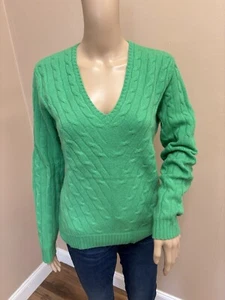 RALPH LAUREN black label cabled 100% cashmere Vneck - Picture 1 of 4