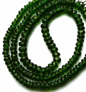 Super Fine Quality Chrome Diopside Micro Facet 3-5MM Rondelle Bead Necklace 17" - Picture 1 of 4