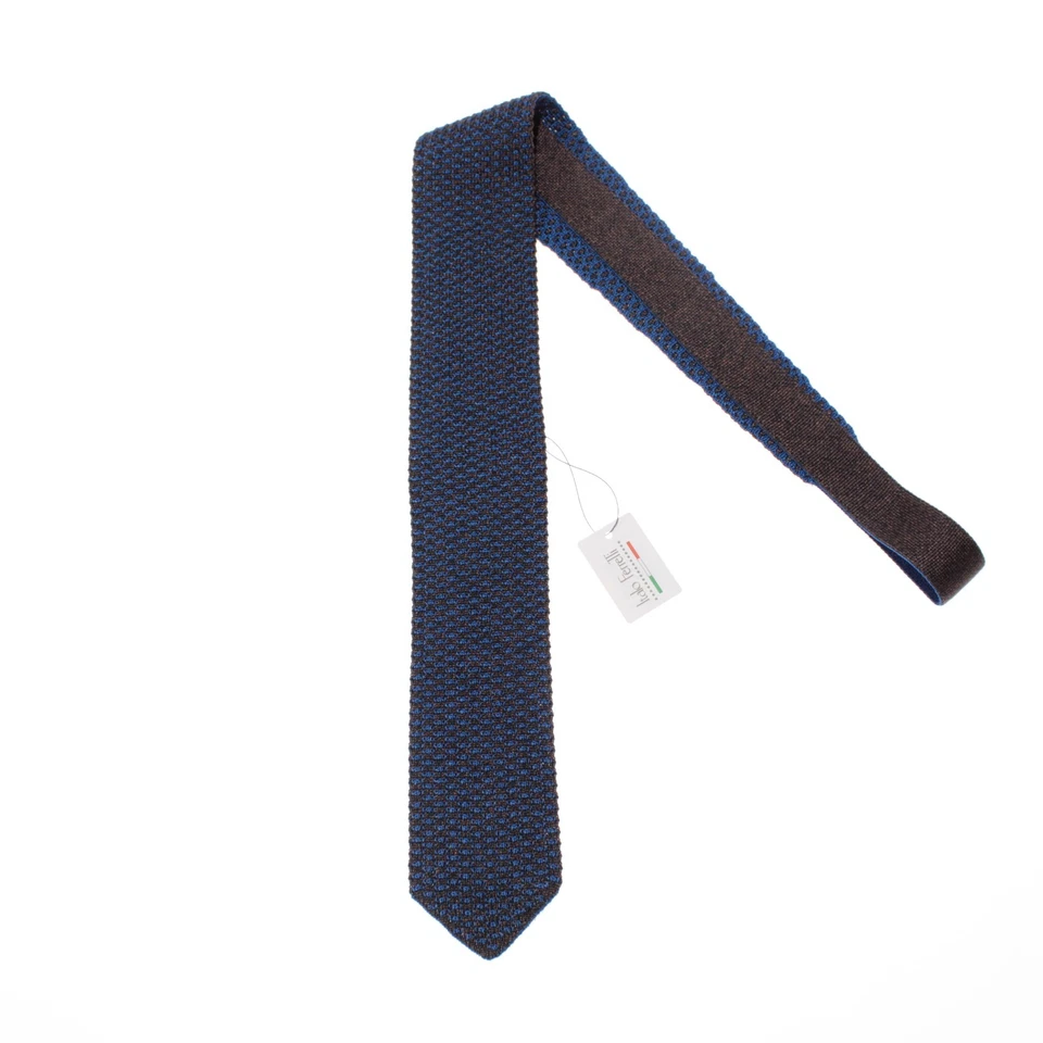 Corbata de punto Italo Ferretti nueva con etiquetas en marrón y azul 100 % seda hecha en Italia Foto 1 de 4