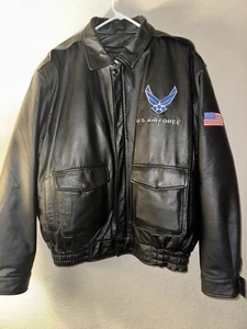 United States Airforce Men's Genuine Leather Coat , W/ Leather Patch , Size 3xl - Picture 1 of 7