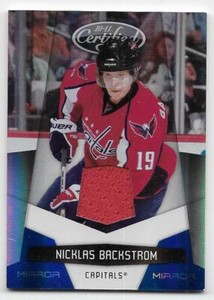 10/11 CERTIFIED MIRROR BLUE MATERIALS JERSEY #149 Nicklas Backstrom #33/100