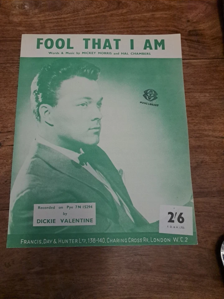 Original Sheet Music "Fool That I Am" Recorded by  "Dickie Ventine" - Image 1 of 1