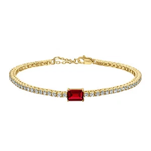 18K Yellow Gold Plated Silver Bracelet With 3.15 TCW Lab Grown Ruby & Moissanite - Picture 1 of 6