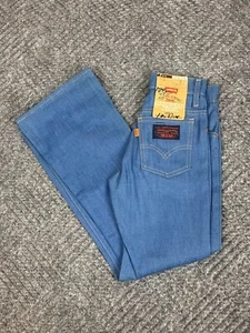 Vintage 70s Levis Husky Bell Bottom Hardware Jeans Boys 22x25 Light Wash Kid NOS - Picture 1 of 17