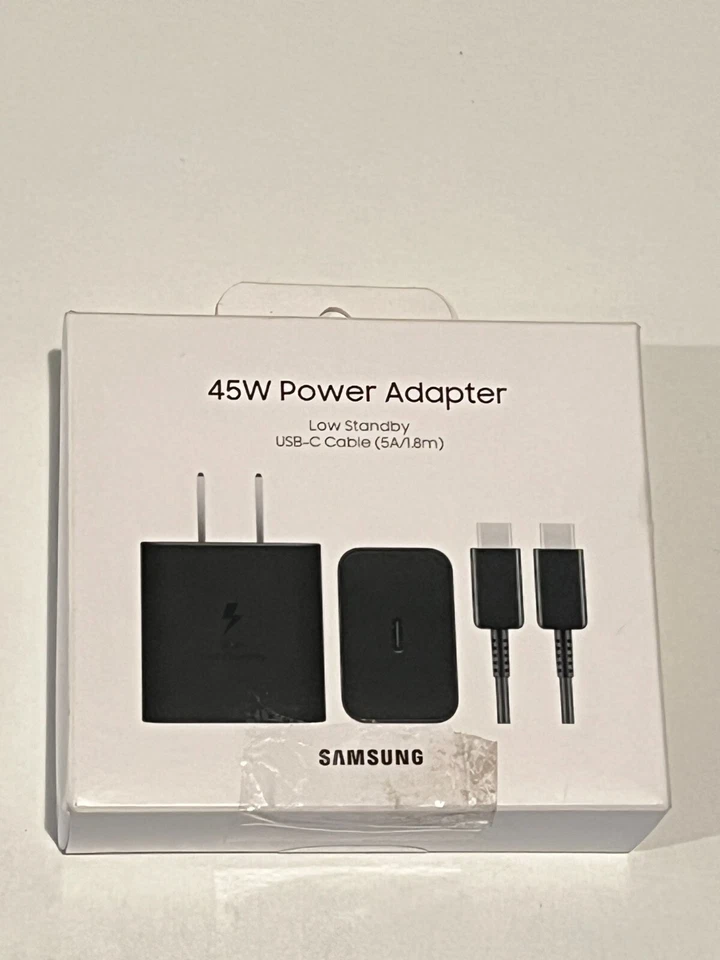 Cargador de pared súper rápido Samsung 45W bajo en espera con cable USB-C EP-T4511XBEGUS Foto 1 de 2