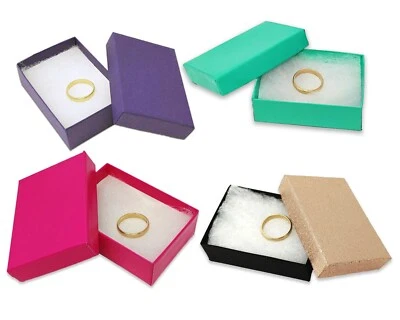 Hot Pink, Teal and Purple 3x2x1 Inch Cotton Filled Presentation Jewelry Boxes - Image 1 of 4