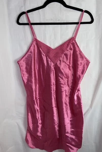 Vtg M J Carroll Women’s Hot Pink Fuscia Lace Slip Negligee Sz. L - Picture 1 of 4