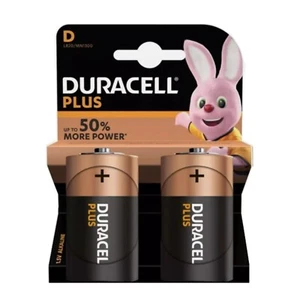 Duracell Plus 50% more Life Guaranteed D Batteries LR20 1 Pack of 2 Batteries - Picture 1 of 1