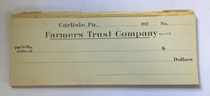 Chequera parcial de colección de la década de 1920 Farmer's Trust Company Carlisle Pennsylvania PA - Imagen 1 de 3