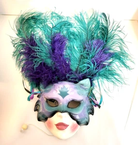 1992 Clay Art San Francisco About Face Wall Mask Woman Musical with Music Box - Picture 1 of 24