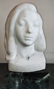 JOSEP CAÑAS Y CAÑAS. PORTRAIT OF LADY. WHITE MARBLE SCULPTURE. SPAIN. XXTH - Picture 1 of 1