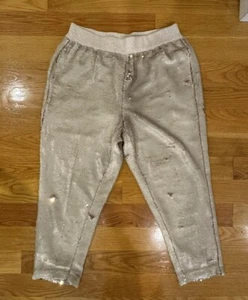 Anthropologie Women’s Gold Fish Scale Joggers in Size LP - Picture 1 of 3