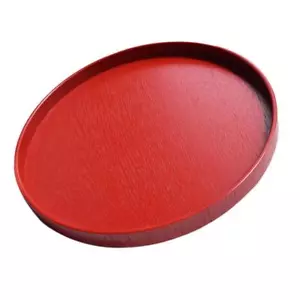 Round Wooden Dish Food Sandwich Serves Trays Salad Bowl Bowl Red - Picture 1 of 4