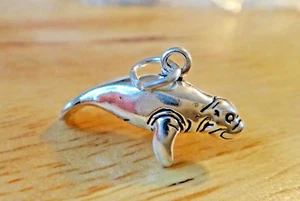 Sterling Silver 3D 14x22mm Solid 4.3g Manatee Sea Cow Charm - Picture 1 of 11