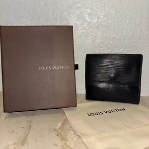 Louis Vuitton Tri-fold Black Epi Leather Elise Wallet Authentic Box & Dustbag - Picture 1 of 23