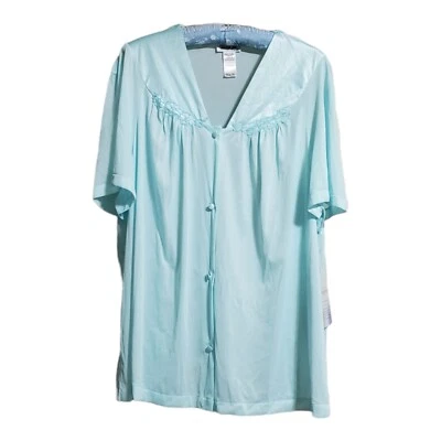 NUEVO CON ETIQUETAS Camisa Ropa de Dormir Vanity Fair 3XL Azul Niebla Defecto Manga Corta Abotonada  Foto 1 de 4