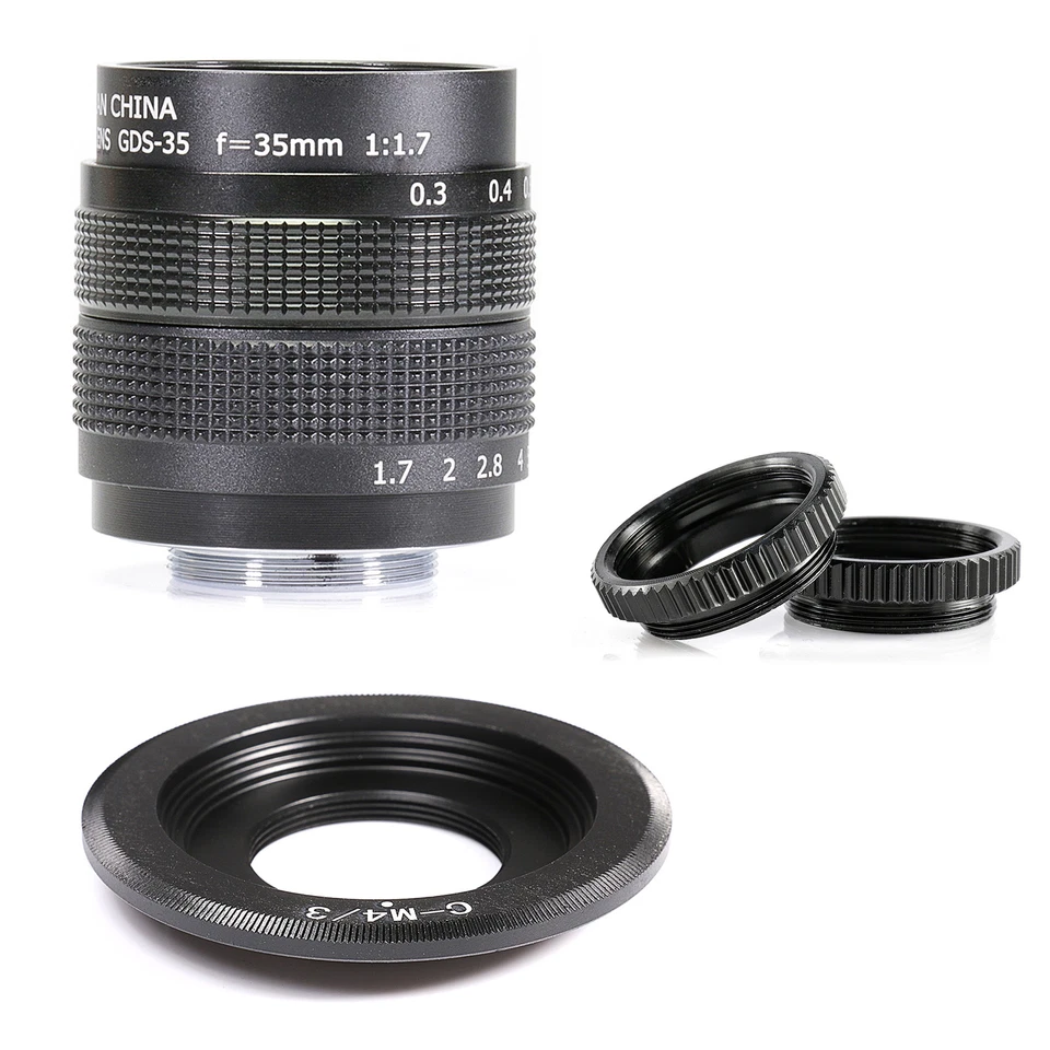 Fujian 35mm f/1.7 CCTV cine lens for M4/3 / MFT Mount Camera & Adapter bundle ne - Image 1 of 4