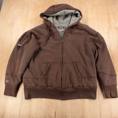 De colección Años 90 y2k LOST ENTERPRISES Sherpa Vellón Forrado Cremallera Sudadera con Capucha GRANDE Foto 1 de 4