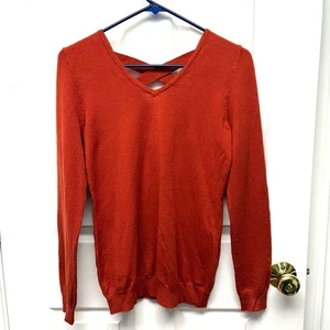 Love Ellie Pullover, Burnt Orange V-Ausschnitt, Cris Cross Träger, Langarm, Gr. XS - Bild 1 von 9