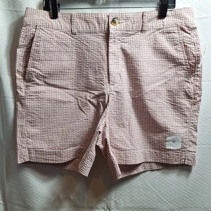 NWT$ OLD NAVY 5" Everyday Short Sz 12 Mauve Gingham Check Stretch Coastal Beach - Picture 1 of 8