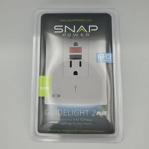 SnapPower GuideLight 2 PLUS 1-Gang GFCI Wall Plate, White O1GL-GWH-SP20 - Picture 1 of 2