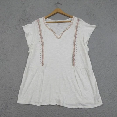 Vintage America Shirt Womens Large White Embroidered Boho Peasant Tunic Top - Image 1 of 4
