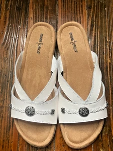 Minnetonka Sunny Damen-Riemensandalen Größe 12 WW weißes Leder, neu ohne Karton - Bild 1 von 13