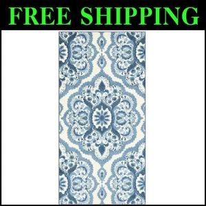 Transitional Medallion Runner Rug - Washable, Non-Slip, 2'6 x 5' for Entryways - Picture 1 of 10