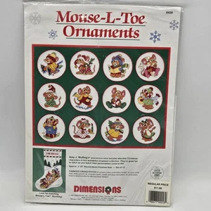 DIMENSIONS 12 MOUSE-L-TOE Ornaments Counted Cross Stitch Kit 8428 Sealed - Picture 1 of 9