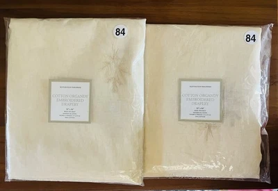 Juego de 2 herrajes de restauración varilla bolsillo algodón organdí bordado 50”x84” NUEVO Foto 1 de 4