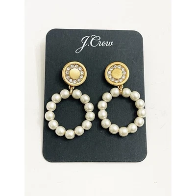 J.Crew жемчуг обруч кристалл серьги-гвоздики золотой тон заявление новый с Ярлыками подарок для нее - Изображение 1 из 4