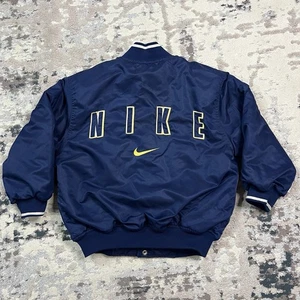 Vintage Nike Button Up Varsity Lined Jacket Embroidered Spell Out Youth Small - Picture 1 of 12