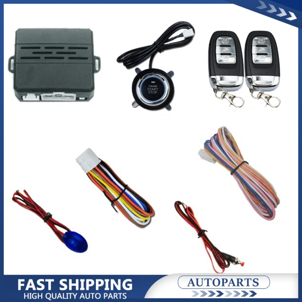 Sistema de alarma de arranque del motor de entrada remota para automóvil con botón pulsador aplicación de parada de arranque Foto 1 de 4