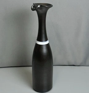 Stephen Schiffer Studio Keramik Vase Modernist Satin Schwarz Weiß Band 16" Signiert - Bild 1 von 12