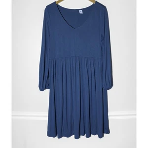 Old Navy Damen V-Ausschnitt Fit & Flare Langarm weiches Strick Swing Kleid blau L - Bild 1 von 6