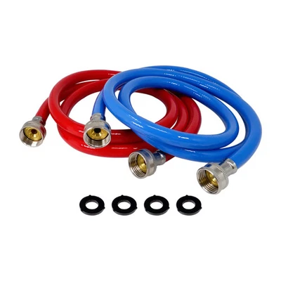 EVERTECHPRO 2Pack 5 Feet Washing Machine Hoses 3/4 Female Washer Hose for Hot and Cold Water