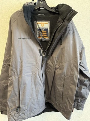 Free Country  Black Convertible Hooded Jacket Coat Lined Many Pockets   L - Image 1 of 4