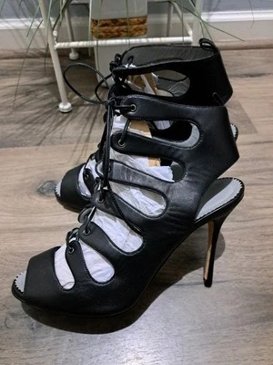 Manolo Blahnik Black Cut Out Strappy Pumps US9 EU39  - Image 1 of 4