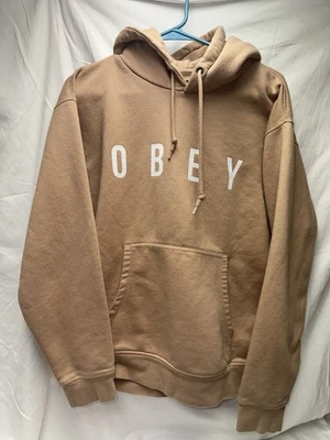 Sudadera con Capucha Obey Tostada con Letras Blancas - Mediana Para Hombre Foto 1 de 4