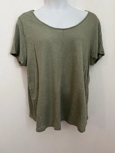 Blusa Top de Lino Rachel Zoe Verano Playa Vacaciones Boho Festival Mujer 2X Verde - Imagen 1 de 6