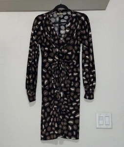 Issa London 100% Silk Printed Faux Wrap Long Sleeve Dress SZ US 8 EUC - Picture 1 of 5