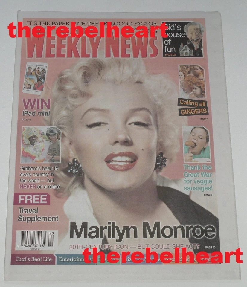 MARILYN MONROE The Weekly News 2014 UK Magazine - SID JAMES - Mark Wahlberg RARE - Image 1 of 1