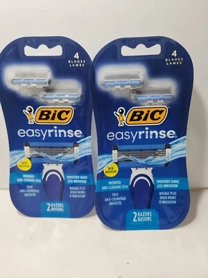 Lote de 2 maquinillas de afeitar BIC Easy Rinse para hombre 2ct anti-obstrucción 4 hojas Foto 1 de 4