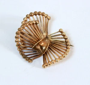Broche ancienne design moderniste plaqué or - Picture 1 of 5