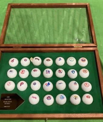 美国职棒大联盟 1990 年美国职业棒球大联盟高尔夫球 26 球队标志系列带展示盒 — 第 1/4 张图片
