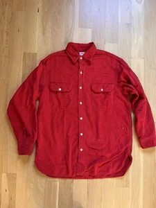 Penney’s Sanforized Red Flannel Chamois Vintage Shirt 16 16.5 Large WOW - Picture 1 of 8