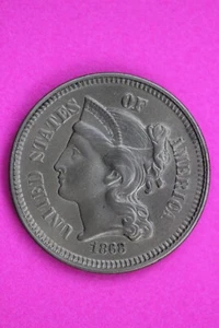 High Grade 1868 Three 3 Cent Nickel Coin Guaranteed Authentic & Genuine 1084 - Picture 1 of 3
