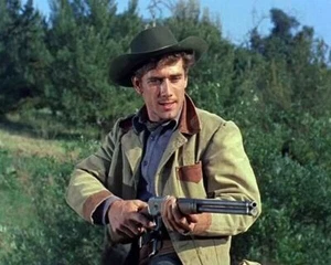 Robert Fuller as Jess Harper points rifle Laramie TV 11x14 inch photo - Picture 1 of 1