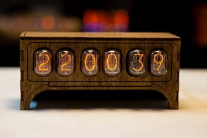 Nixie tube clock IN-12 table desk retro old vintage clock for bedroom by JTNlab - Picture 1 of 14